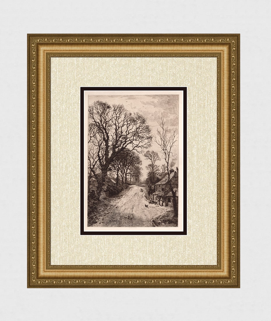 Frederick Albert Slocombe Spring Day 1889 etching: Frederick Albert Slocombe. (British, 1847-1920). Spring Day. Original etching on thick wove paper. 1889. Signed in the plate. Excellent. Image Size 6 3/4 x 9 3/4 inches. Framed dimensions approximatel