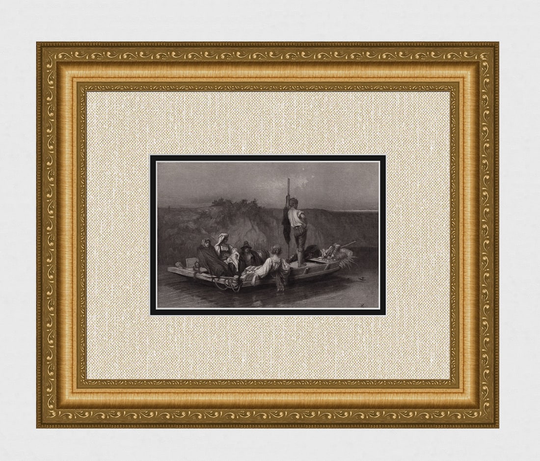 1875 Ernest Hebert The Malaria print signed: Ernest Hebert. (Antoine Auguste Ernest Hebert) (French, 1817-1908). The Malaria. Antique heliogravure on wove paper after the original by a Master Engraver. 1875. Signed in the Plate, lower right. Exc