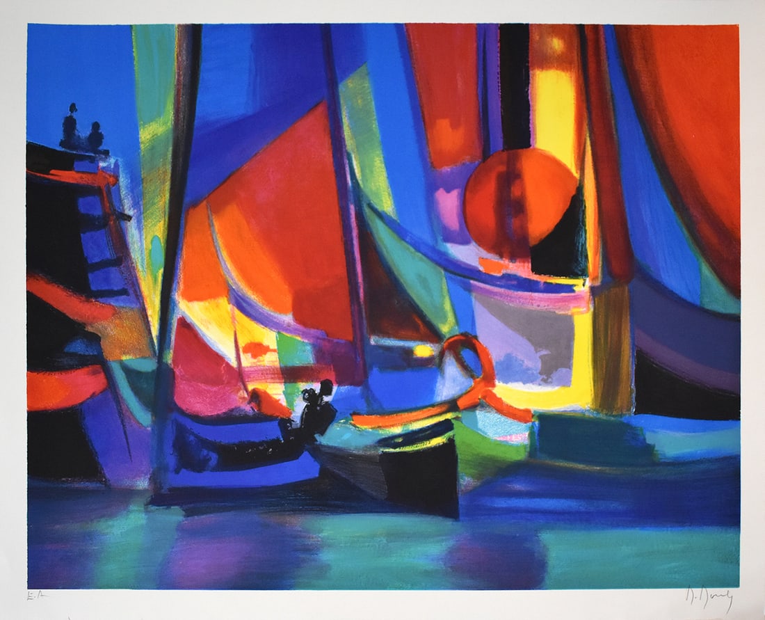 Marcel Mouly Hand signed Lithograph Soliel Rouge Artist Proof (1 of 5)