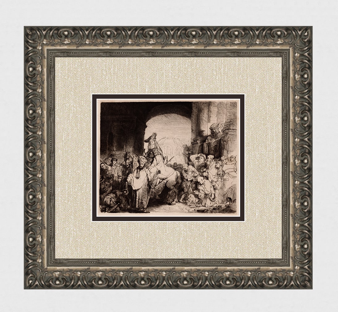 1800s REMBRANDT B40 Etching Triumph of Mordecai Durand Framed (1 of 5)