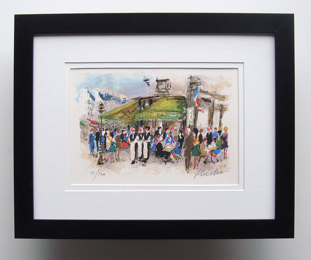 Urbain Huchet Les Deux Magots lithograph signed (1 of 1)