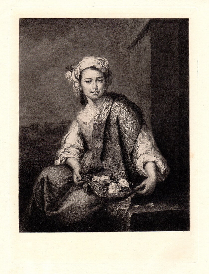 Bartolome Esteban Murillo A Flower Girl 1887 Etching (1 of 2)