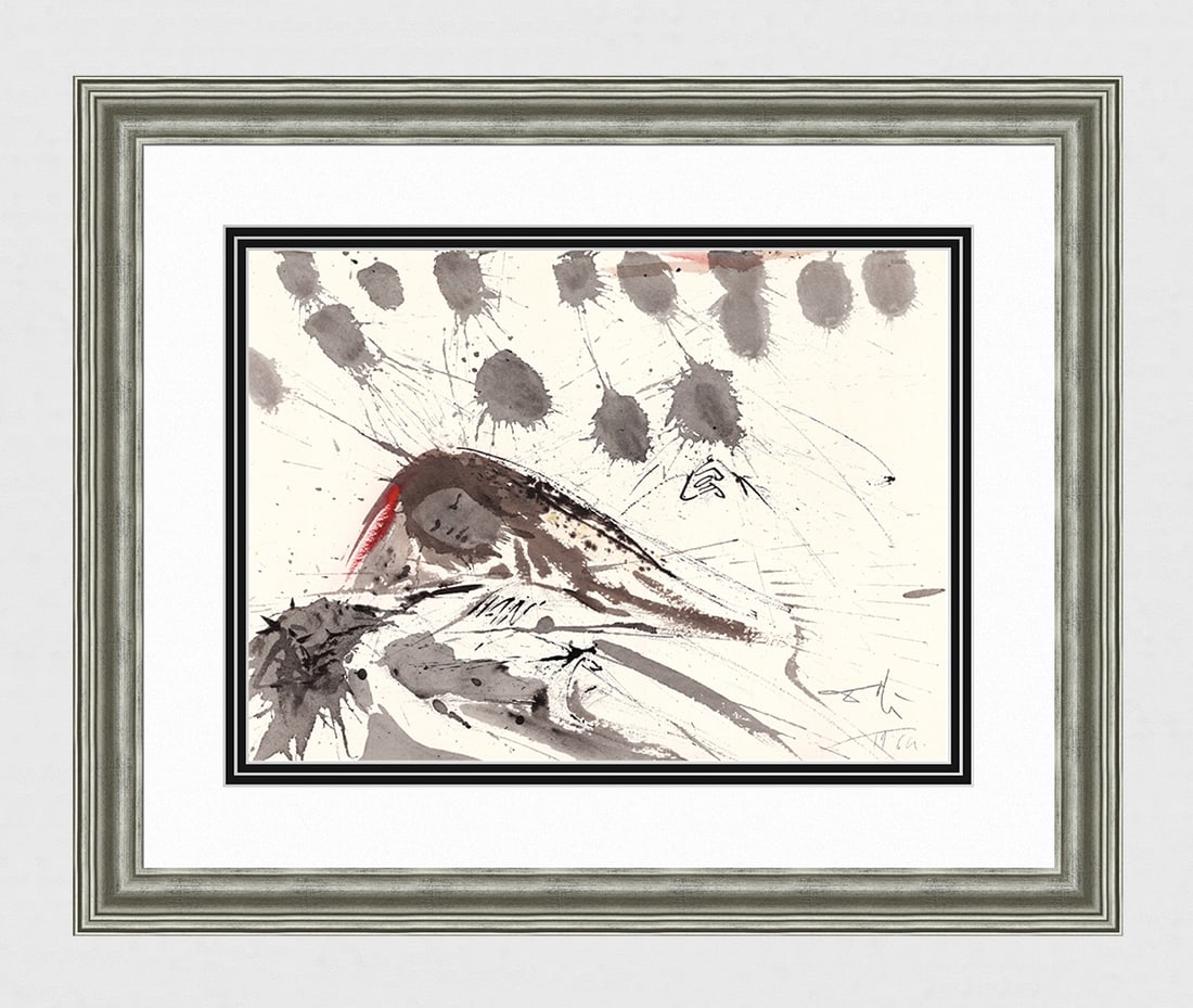 Dali 1967 Christ Original Framed Lithograph Biblia Sacra: Salvador Dali. "Defecit caro mea et cor meum, Deus cordis mei (My flesh and my heart may fail, but God is the strength of my heart and my portion forever.)" Mixed technique lithograph in colors on han