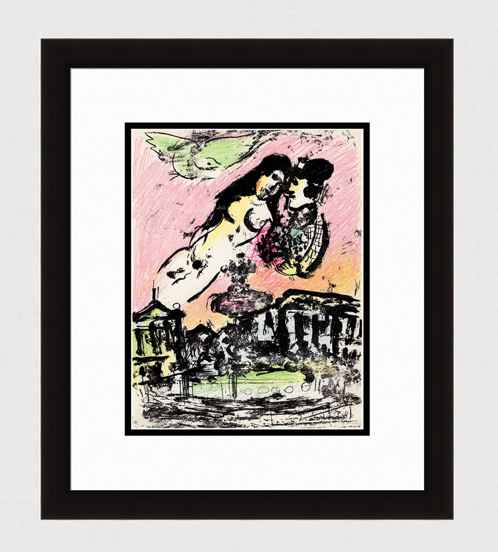 1963 Marc Chagall Lithograph The Lover's Heaven Framed (1 of 3)