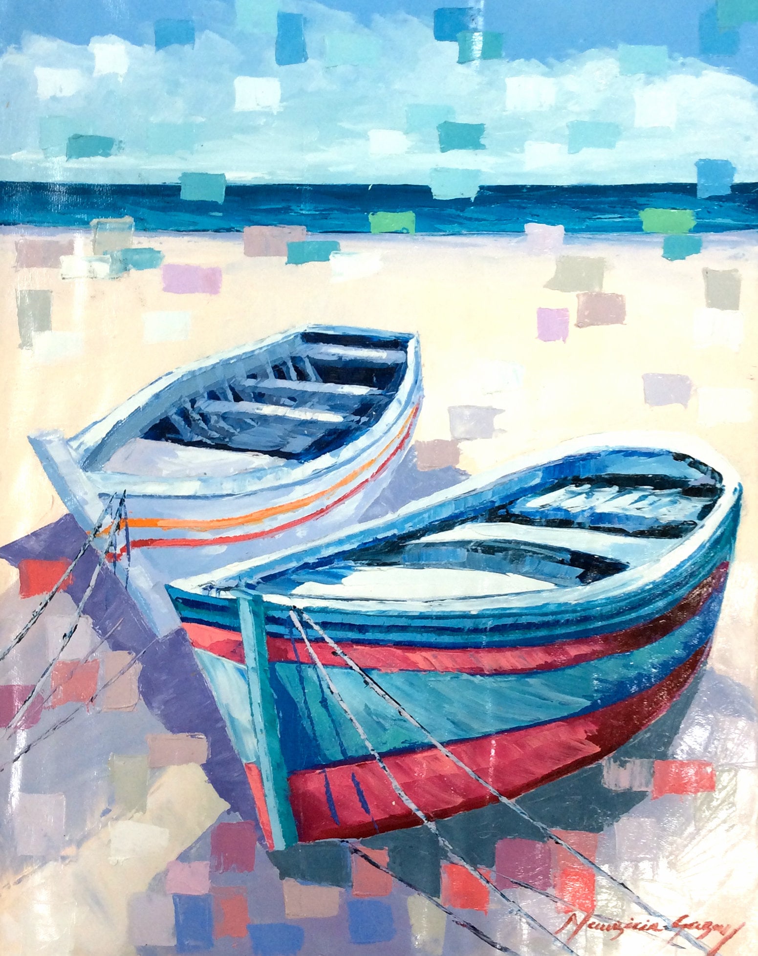 Mauricio Garay Original Painting On the Beach Framed (1 of 2)