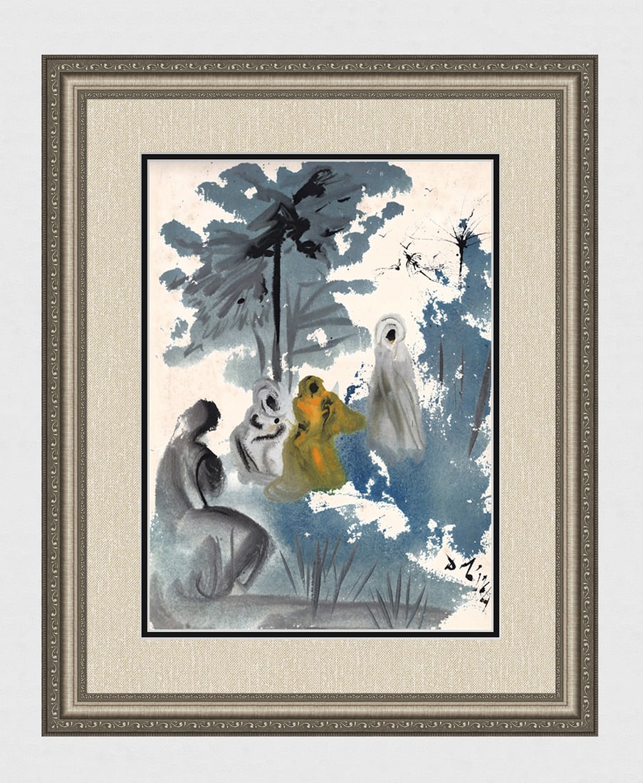 Dali Ruth and Boaz 1967 Original Framed Biblia Sacra Lithograph: Salvador Dali. "Tulit itaque Booz Ruth et accepit uxorem. Ingressusque est ad eam et dedit illi Dominus ut conciperet et pareret filium (So Boaz took Ruth, and she became his wife. And he went in unto