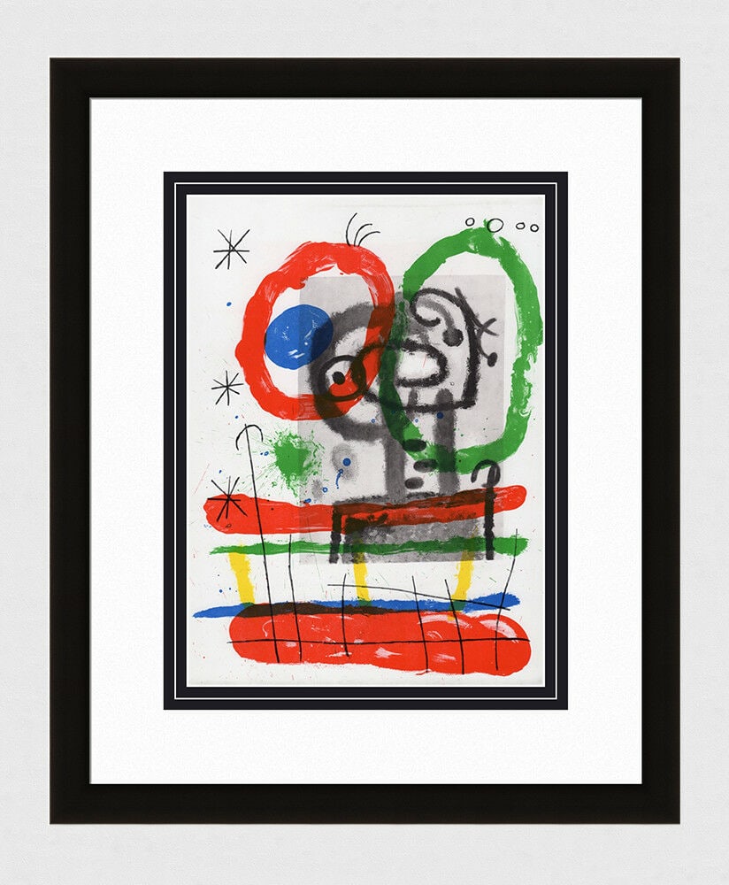 1965 JOAN MIRO Original Color Lithograph Peintures sur Cartons: Joan Miro (1893 - 1983). Peintures sur Cartons VI. Original color lithograph on wove paper. Year: 1965. Reference: DLM 151-152. Condition: Excellent. Dimensions: Sheet Size - 11 x 15 inches. Framed