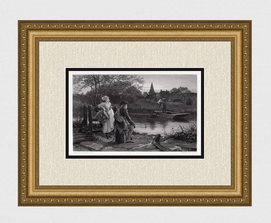 1800s Philip Richard Morris Engraving "The End of the Journey" Framed Signed: Philip Richard Morris ARA (English 1836 - 22 April 1902). The end of the Journey. Antique engraving on wove paper after the original by master engraver Charles Cousin (French, 1807-1887). Year: 1863.