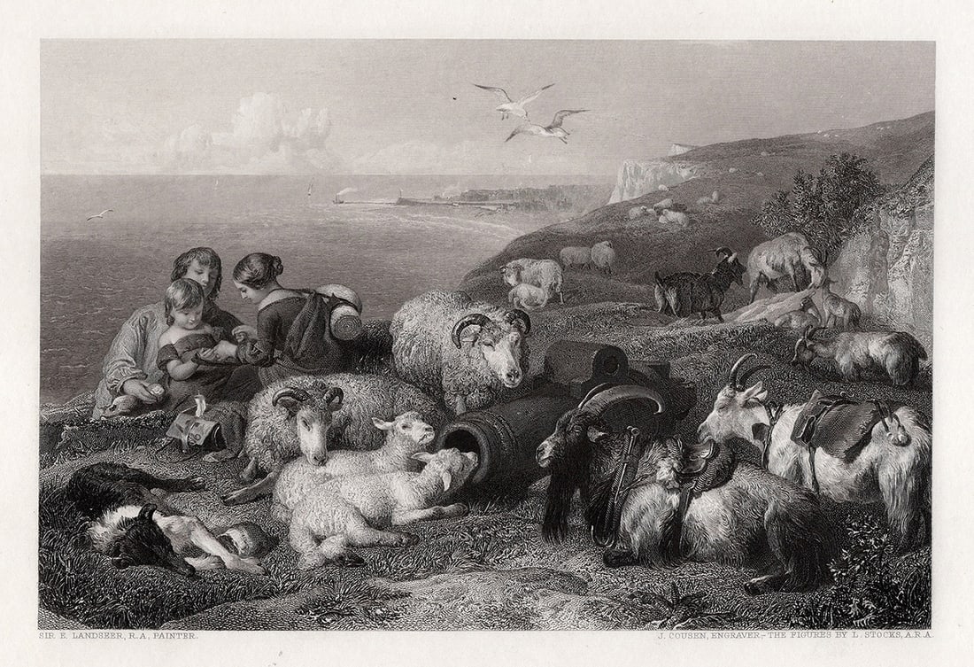 Edwin LANDSEER 1800s Engraving Time of Peace SIGNED Framed (1 of 3)