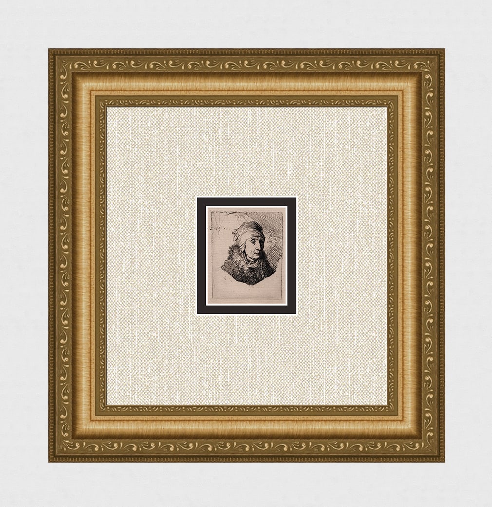 REMBRANDT 1800s Etching B358 Woman with high Headress Bound Round the Chin DURAND (1 of 4)