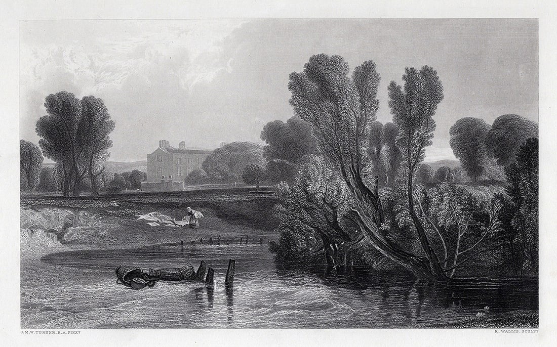 1800s JMW TURNER Engraving View of Thames FRAMED Signed (1 of 3)