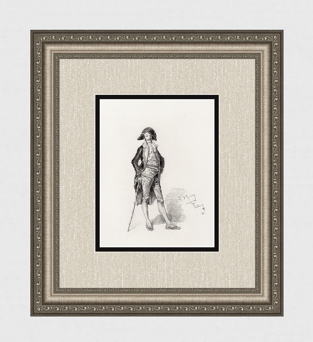 1800s Mariano Fortuny Etching "Gentleman of Gouda" Signed Framed: Mariano Fortuny (Maria Fortuny i Marsal) (Maria Josep Maria Bernat Fortuny i Marsal) (Spanish, 1838 - 1874). Gentleman of Gouda. Antique etching, after the original, on wove paper. 1880. Signed in the