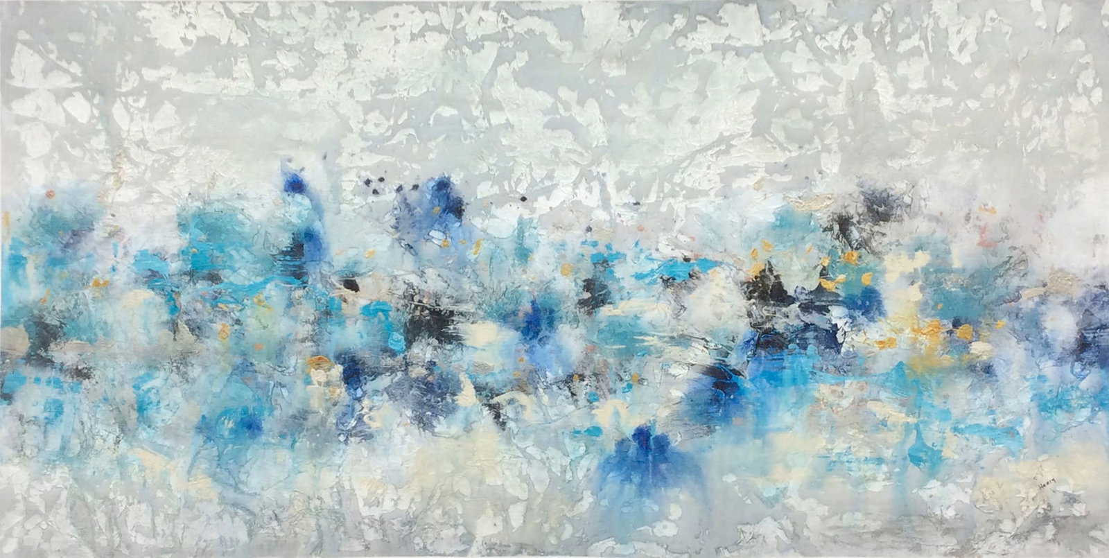 Alexys Henry Original Painting Ethereal Skyline Abstract Modern 60 x 30 inches: Alexys Henry. Ethereal Skyline. Original oil painting on canvas. Signed by the artist. Canvas Size 60 x 30 inches. Alexys aspires to be a vehicle for freedom and creativity in her work, often allowing