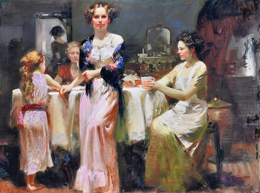 Pino Embellished Limited edition Giclee on Canvas The Gathering Signed Printer Proof (1 of 3)