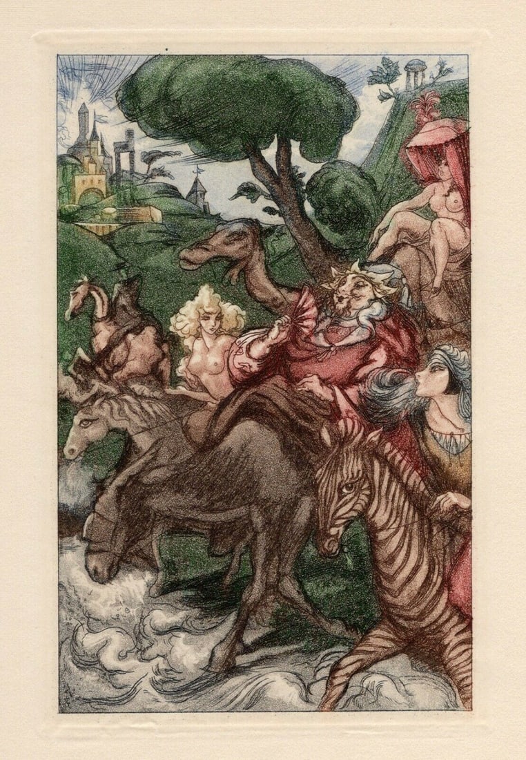 Nicolas Sternberg 1930 Color Engraving "The Procession" Limited Framed (1 of 2)