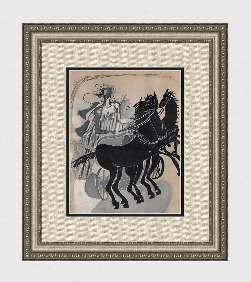 1955 GEORGES BRAQUE Color Lithograph THE CHARIOT Gallery Framed (1 of 4)