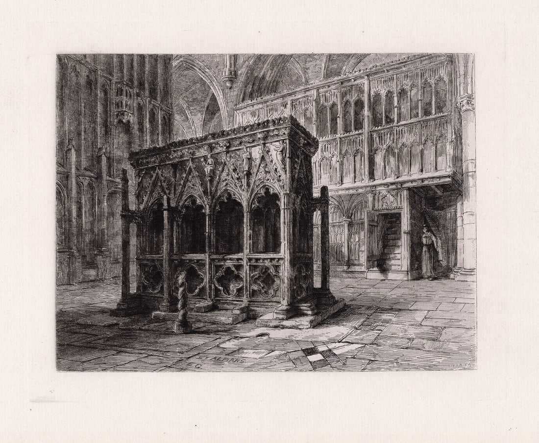 Sir Ernest George The Shrine of St. Alban 1876 etching (1 of 2)