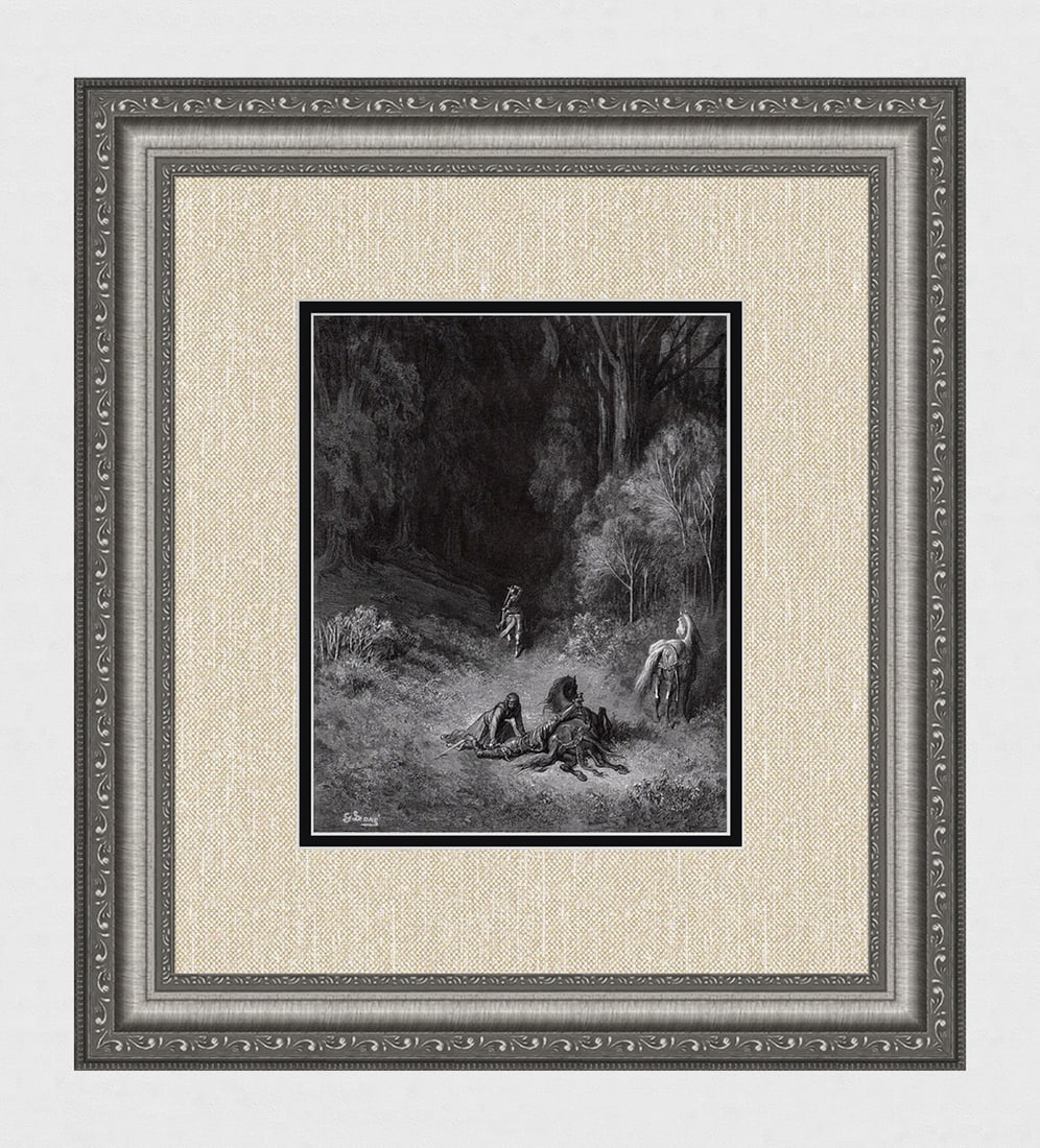 Gustave DORE 1800s Woodcut Angelica Consoles Sacripante FRAMED Signed (1 of 3)