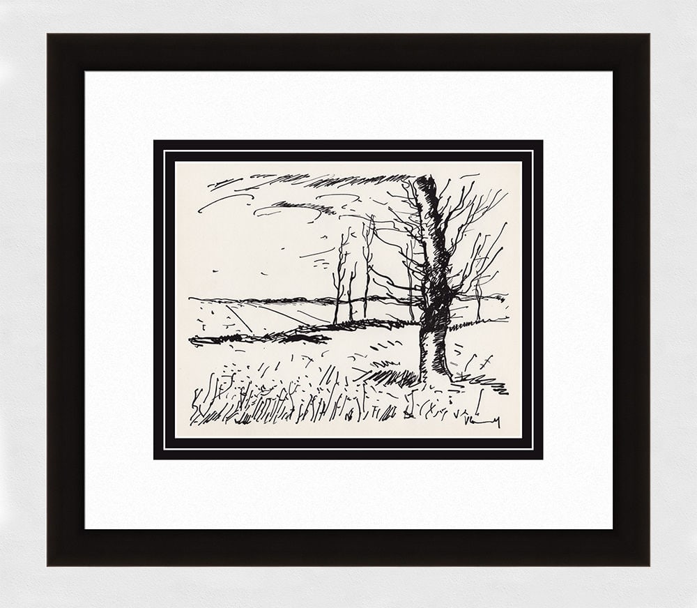 Maurice de Vlaminck Vallee de l'Avre lithograph signed: Maurice de Vlaminck. (1876-1958). Vallee de l'Avre. Original lithograph on wove paper. Limited to an edition of 2000. 1958. Signed in the plate Atelier: Mourlot. Excellent. Image 8 1/2 x 11 inches. Ap