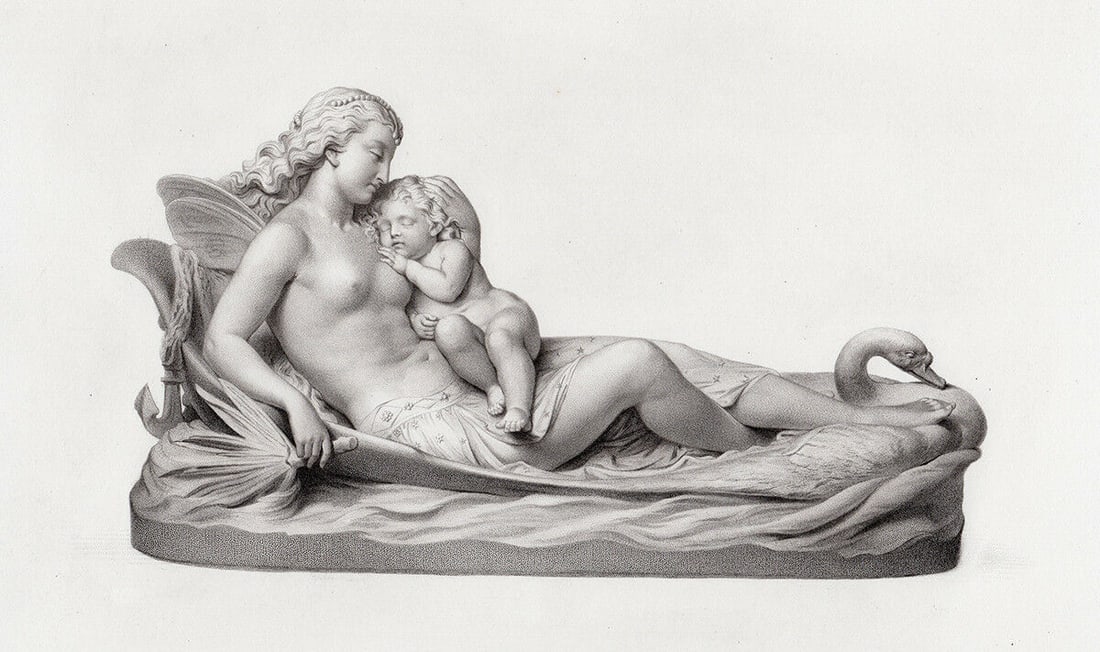 Charles Francis Fuller Peri and Child 1872 Engraving: Charles Francis Fuller. Peri and Child. Antique Engraving on wove paper after the original group of sculpture by master engraver Richard Austin Artlett (English, 1807 - 1873). 1872. Image Size 4 7/8 x