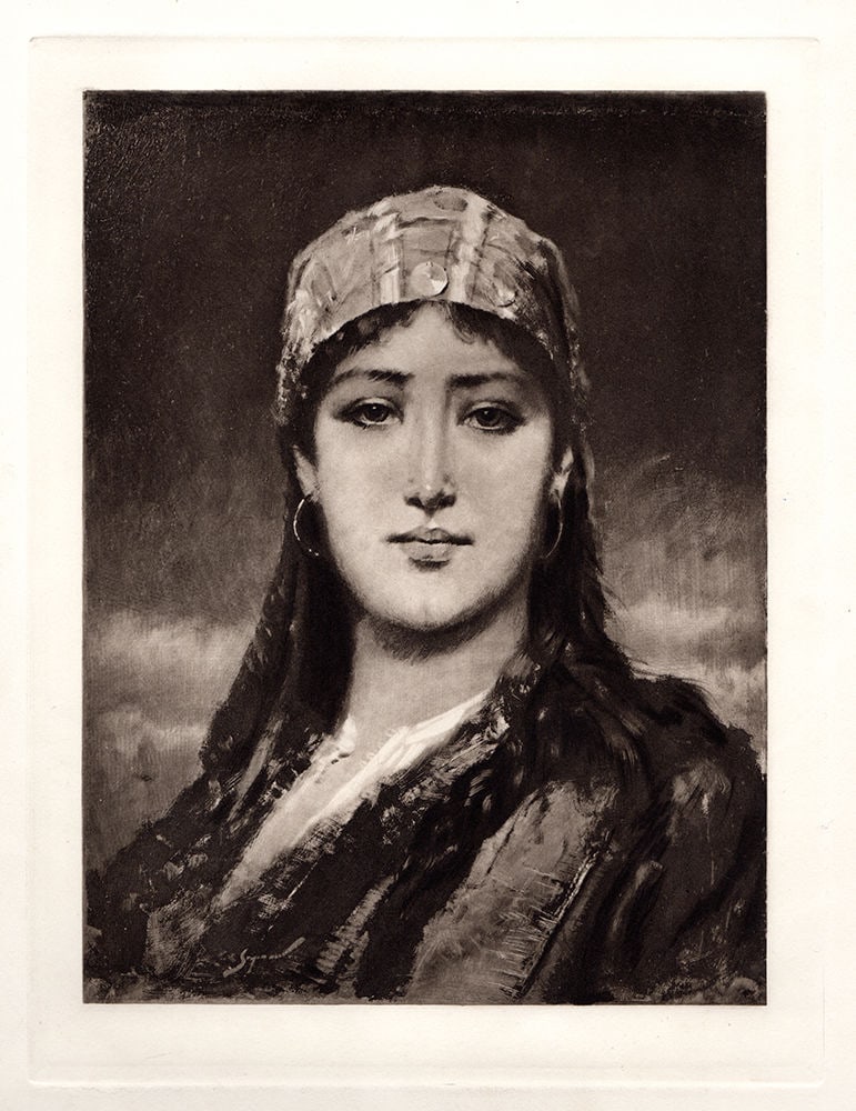 George Seymour Gorgeous Zanuba 1886 print Framed: George L. Seymour (1876-1916). "Zanuba". Antique Heliogravure on wove paper after the original. 1886. Signed in the plate. Excellent. This piece is double matted and framed in a new solid wood mouldin