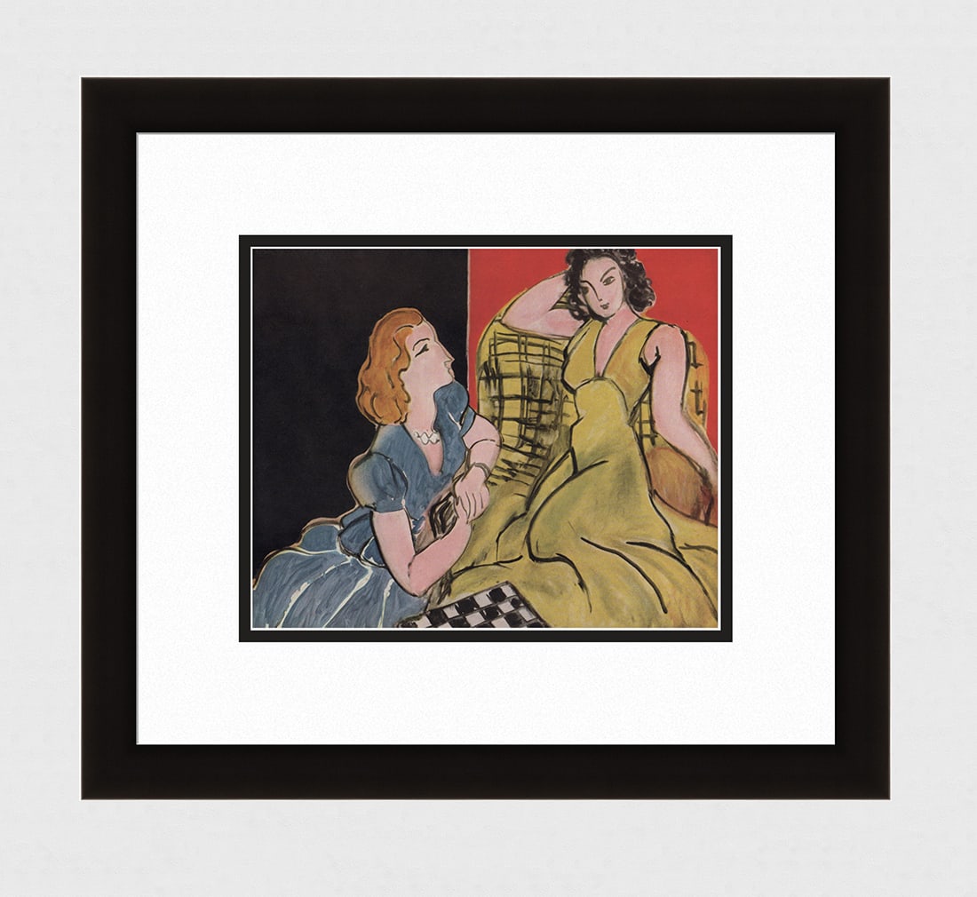 Attractive 1943 MATISSE Color Lithograph "The Ladies' Converstion" Framed COA: Henri Matisse (1869-1954). La Conversation (The Conversation). Color offset lithograph after the original 1941 oil on canvas. Year: 1941. Signed/Dated in the plate lower right. Printer: L'mprimerie La