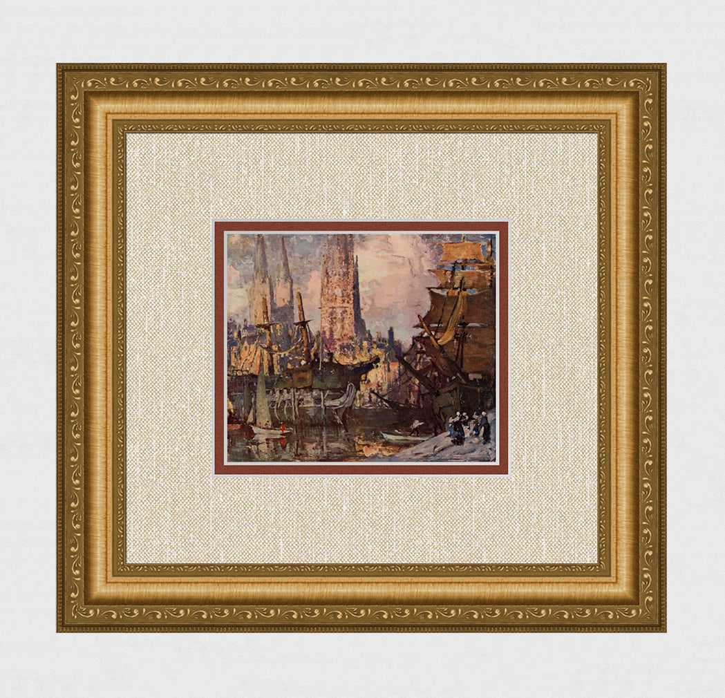James Patterson Antique Color Print AMSTERDAM HARBOUR Framed (1 of 3)