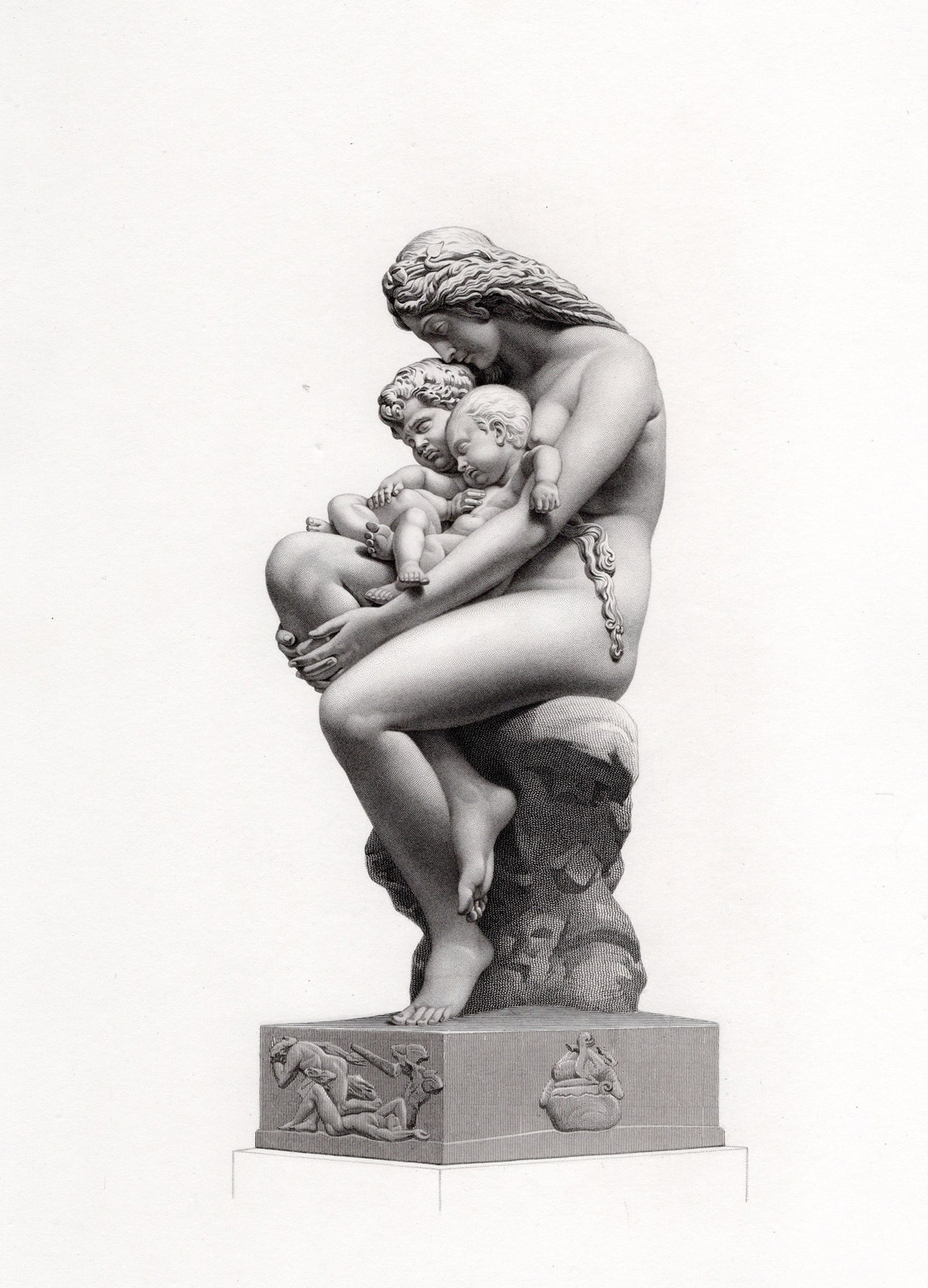 1800s Auguste Hyacinthe Debay Engraving " The First Cradle: Framed (1 of 2)