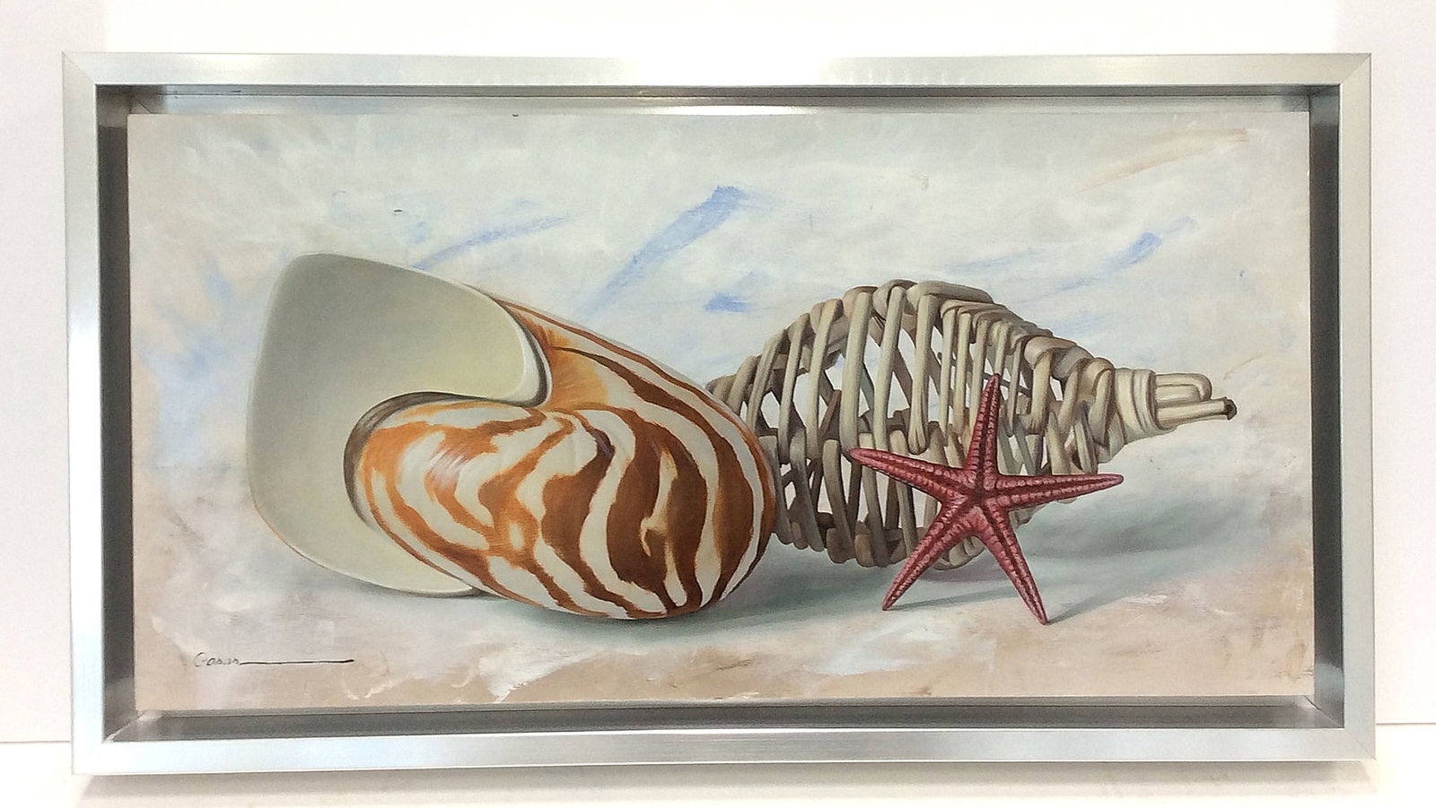 Incredible Francisco Casas Original Realism Painting Shells IV 20 x 10 Inches Framed: Francisco Casas. Shells IV. Original oil painting on canvas. Canvas Size 20 x 10 inches. Francisco Casas was born in Alcoy, Spain in 1952. Casas understands the profound simplicity behind hyper-realis