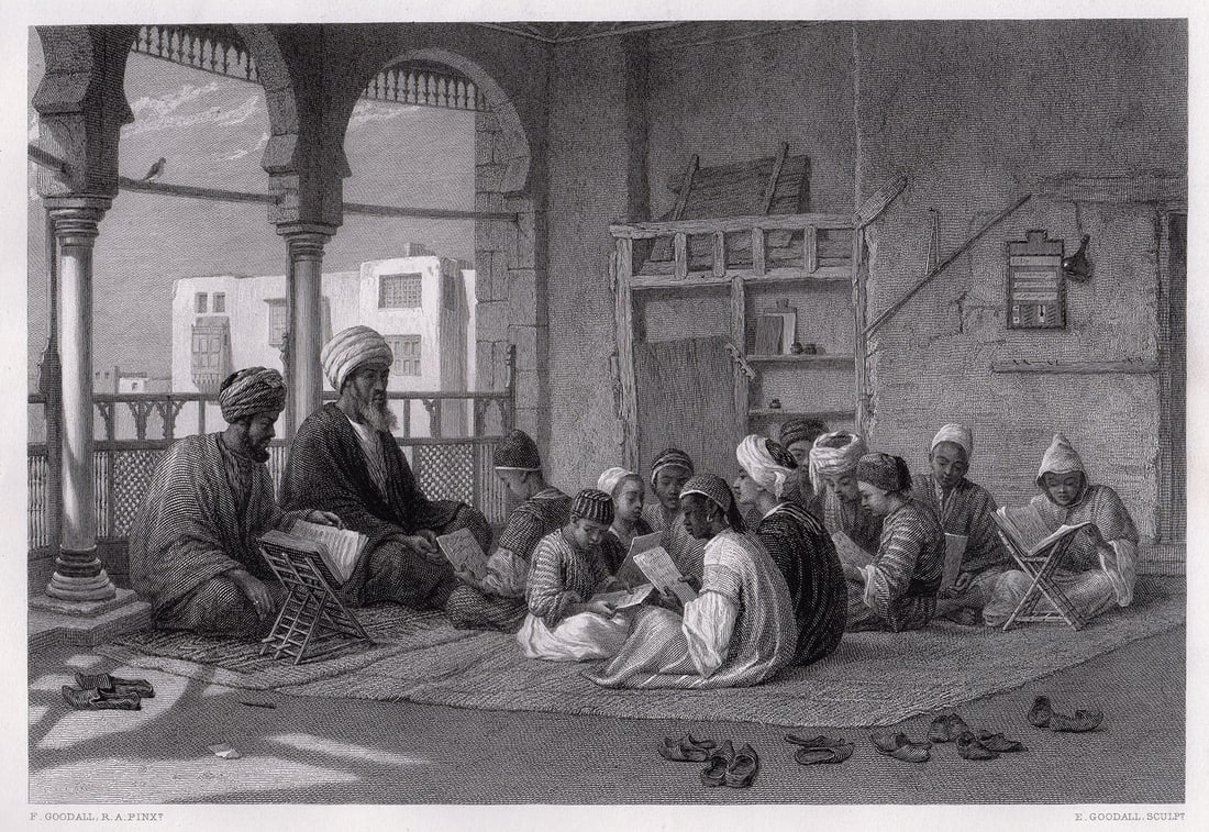 Frederick Goodall The School of Sooltan engraving signed (1 of 2)