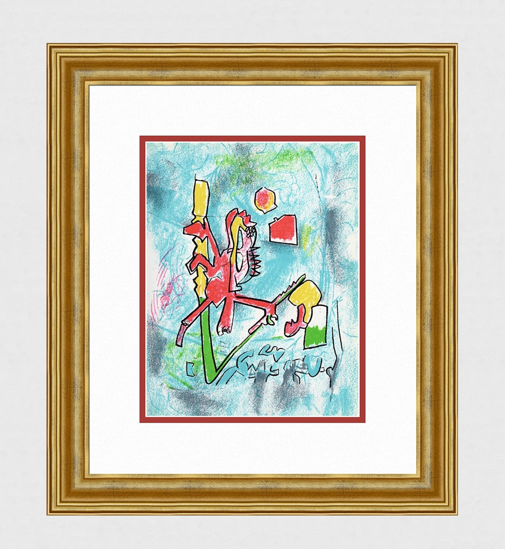 1975 Roberto Matta Original Lithograph Framed: Roberto Matta (1911-2002). T'ou't se tient. Original Color Lithograph on Wove Paper. Year: 1975. Published in Paris by San lazarro. Dimensions: Sheet Size: c. 9 1/4 x 12 3/8 inches.Framed Dimensions: 