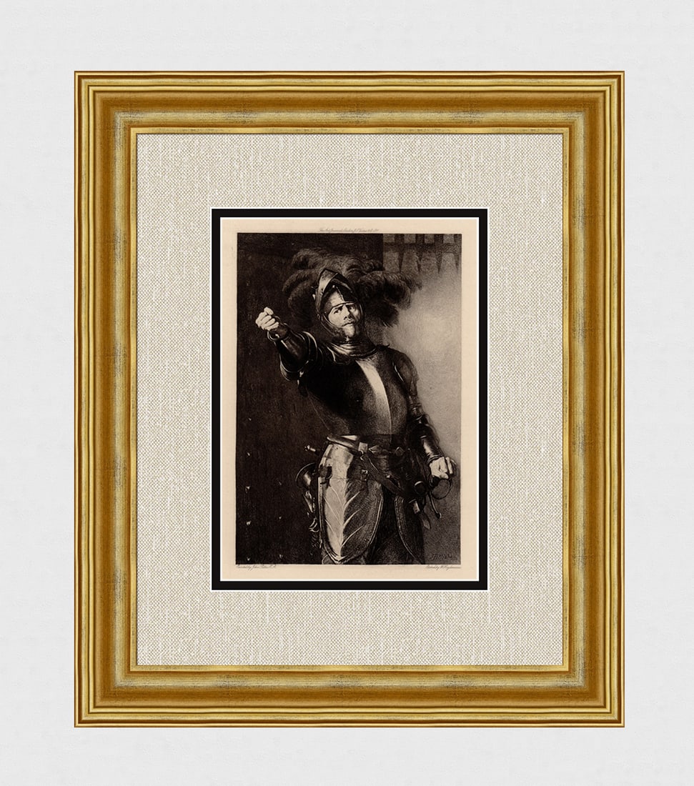 John Pettie 1898 etching The Threat Framed signed (1 of 4)