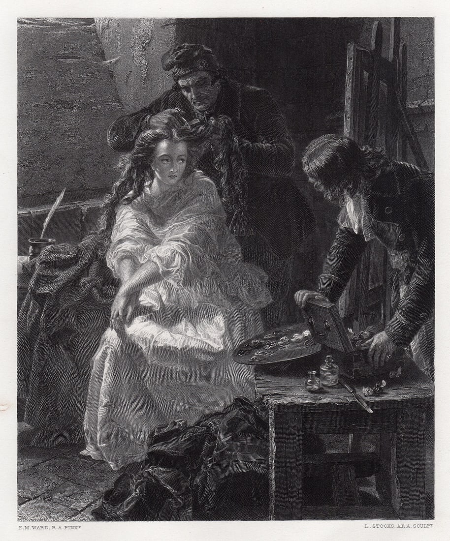 Edward Matthew Ward The Last Toilet of Charlotte Corday 1869 engraving (1 of 2)
