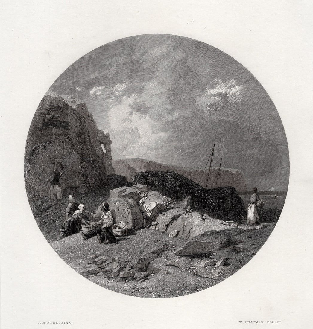 James Baker Pyne 1800s Engraving On the Yorkshire coast Framed Signed (1 of 3)