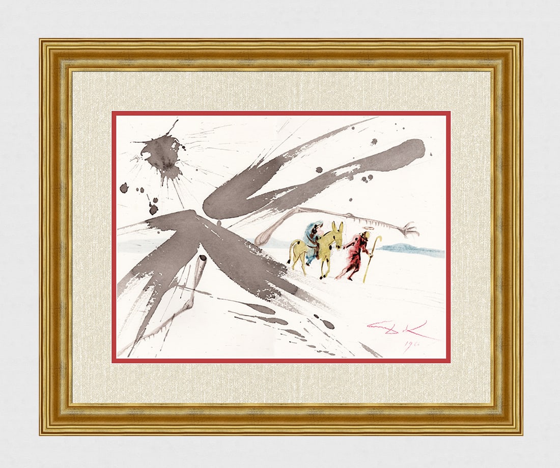 Salvador Dali Hosea 11:1 Biblia Sacra Authentic Lithograph Framed: Salvador Dali. "Quia puer Israel, dilexi eum; et ex Aegypto vocavi filium meum (Because Israel was a child, I loved him, Out of Egypt have I called my son)" Mixed technique lithograph in colors on han