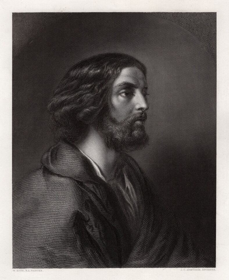 FRAMED 1800s WILLIAM ETTY Antique Engraving The Disciple SIGNED (1 of 3)