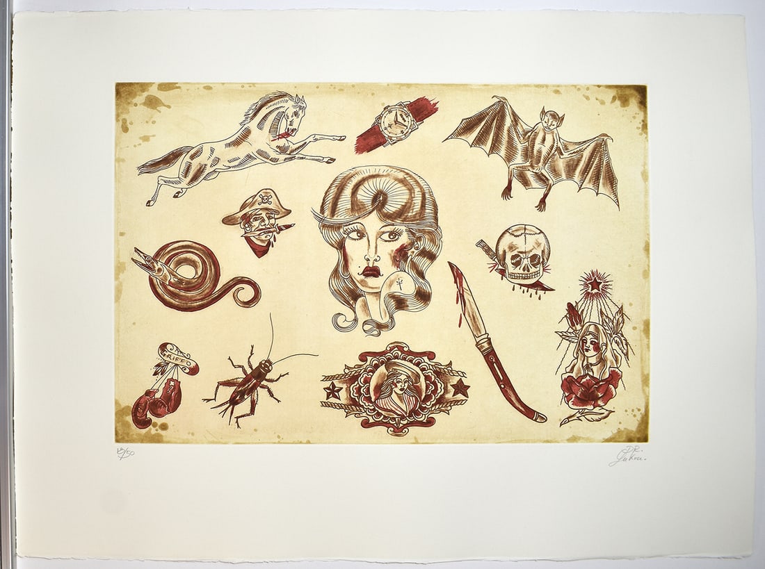 Dr. Lakra Original Color Etching Signed and Numbered Ltd. Ed. 50: Dr. Lakra (Jeronimo Lopez Ramirez)(b.1972). Title: Mod. 4. Limited edition aquatint etching on Guarro Paper. Hand signed lower right, numbered from an edition of 50 lower left. Year: 2008. Published b