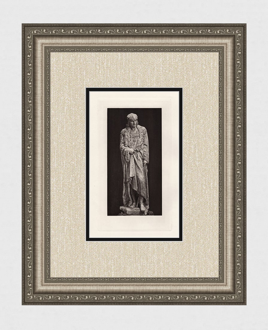 Edwin Roscoe Mullins Henry VII 1889 print: Edwin Roscoe Mullins. (British, 1849-1907). Henry VII. Antique Heliogravure on wove paper after the original Statue in Stone by a Master Engraver. 1889. Excellent. Image Size 5 1/2 x 9 5/8 inches. App