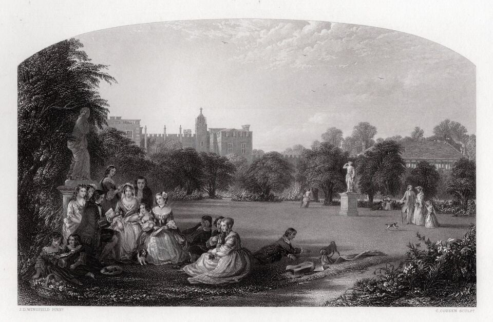 James Digman Wingfield 1800s Engraving Hampton Court Signed Framed (1 of 3)
