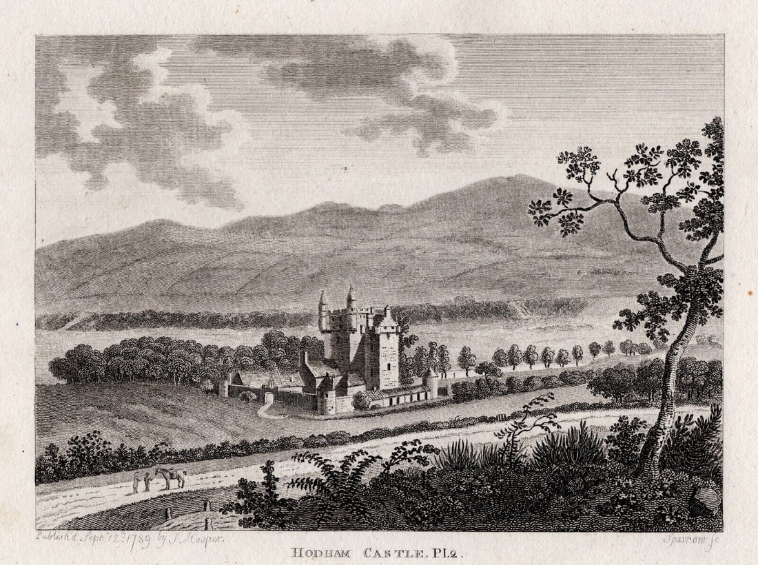 Francis GROSE 1700s Engraving Old Hodham Castle Framed Signed (1 of 2)