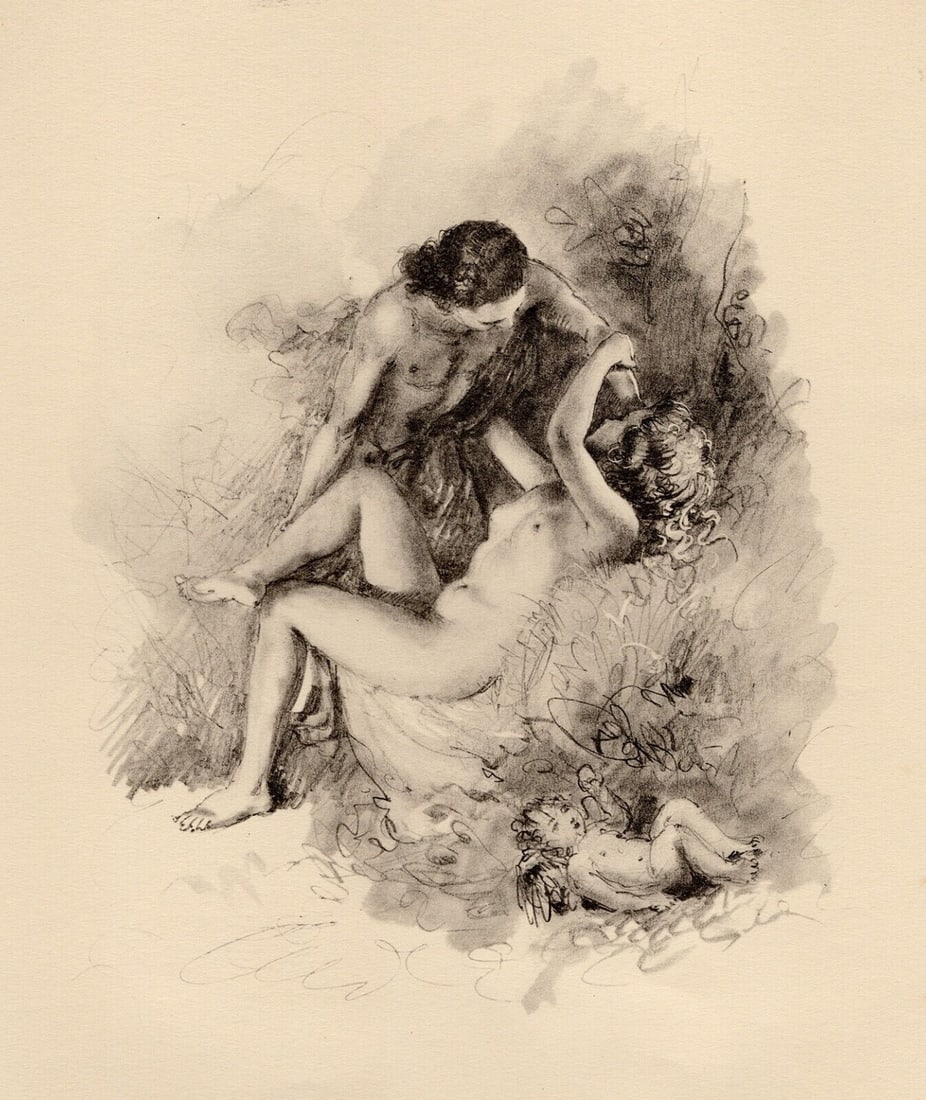 Original 1947 Paul-Emile Becat Nude Limited Lithograph Fou Amoureux Framed: Paul-emile This is one of 254 numbered copies. (French, 1885 - 1960). Crazy in Love I (Fou Amoureux I). Original lithograph on Chiffon Renage paper. Year: 1947. Numbered limited edition. This is one