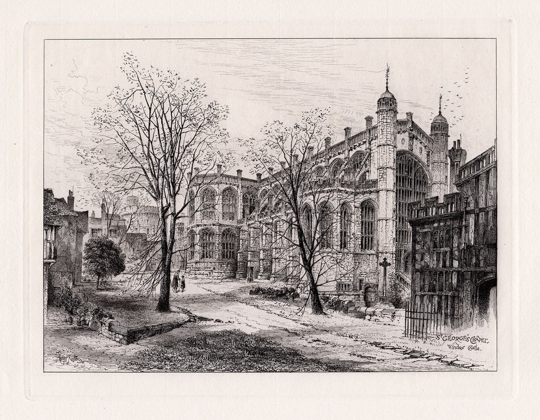 1885 Herbert Railton St. George's Chapel etching signed (1 of 2)