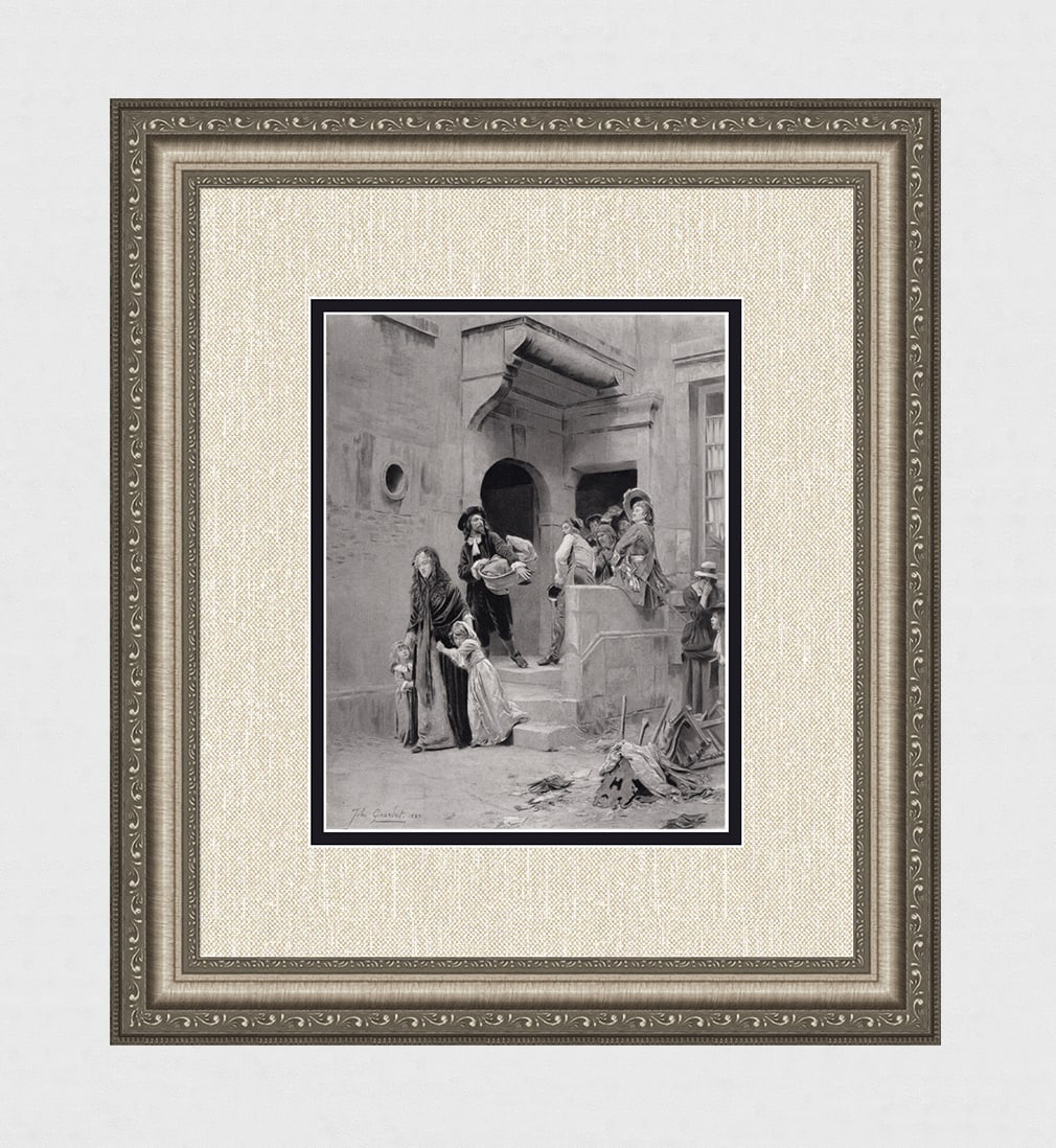 Jules Girardet 1800's Antique Print Edict of Nantes Aftermath Signed Framed: Jules Girardet (French, 1856 - 1938) Persecution after the Edict of Nantes. Antique heliogravure on heavy wove paper after the original. Year: c. 1890. Signed in the plate lower left. Image Size 8 1/8