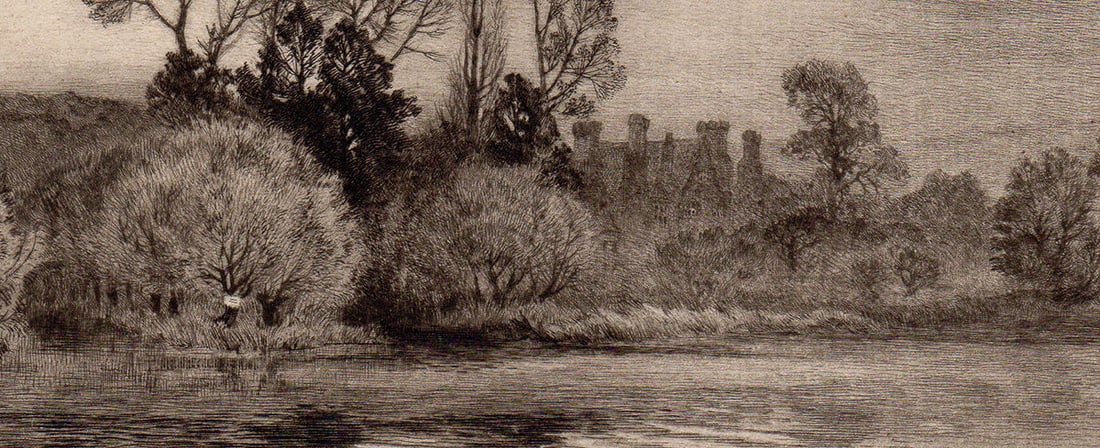 Alfred Dawson Mapledurham etching signed - 2
