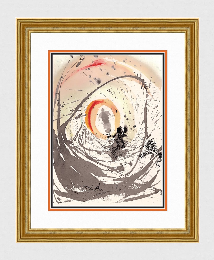 Dali 1967 Biblia Sacra John's Vision Lithograph Framed: Salvador Dali. "Signum magnum apparuit in caelo: mulier amicta sole, et luna sub pedibus eius, et in capite eius corona stellarum duodecim (A great sign appeared in heaven: a woman clothed with the su