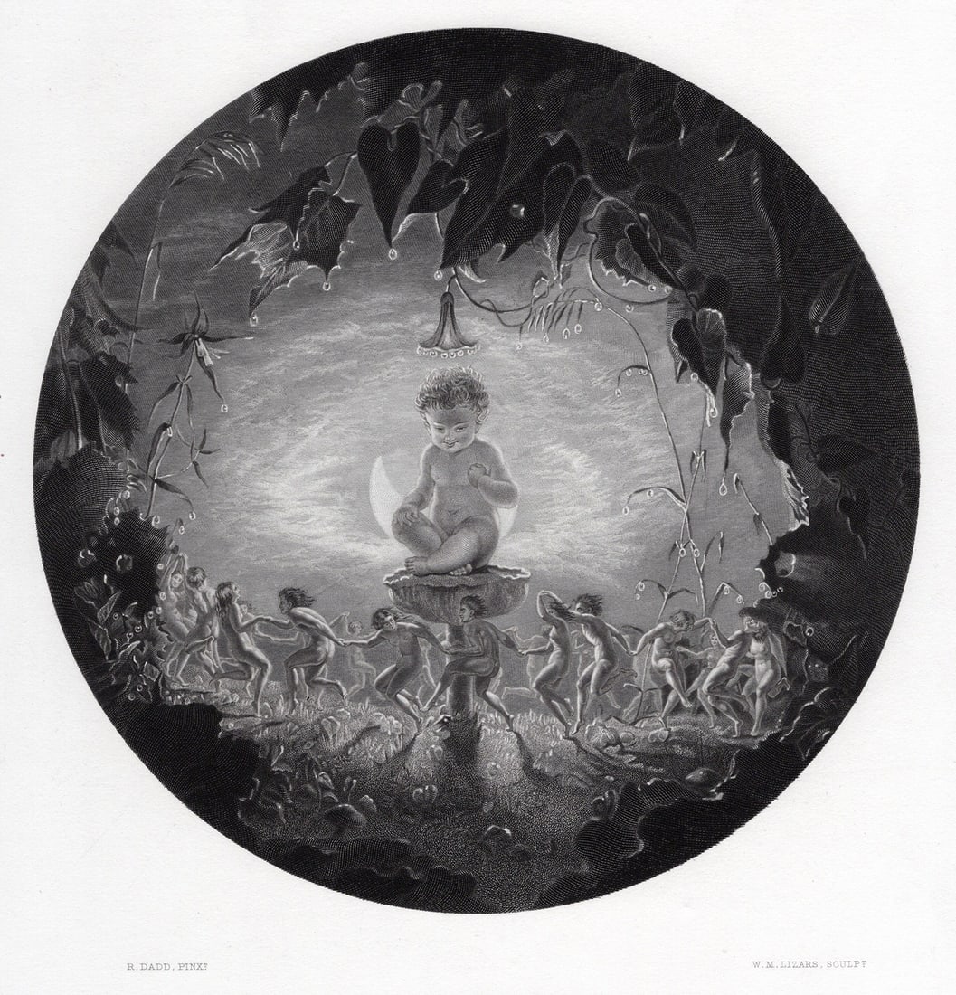 1800s Richard Dadd Engraving "Puck & the Fairies" Framed Signed (1 of 2)