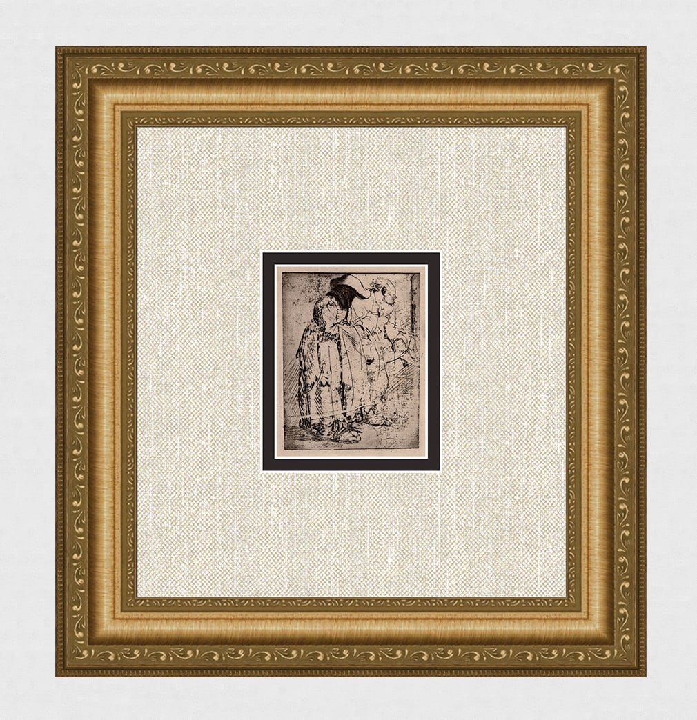 REMBRANDT 1800s Etching B183 Beggar Man & Beggar Woman Signed DURAND: After Rembrandt Harmenszoon Van Rijn (1606-1669). Beggar Man & Beggar Woman. Antique hand pulled copper plate etching on laid paper after the original by master etcher Amand Durand (1831 - 1905). Year