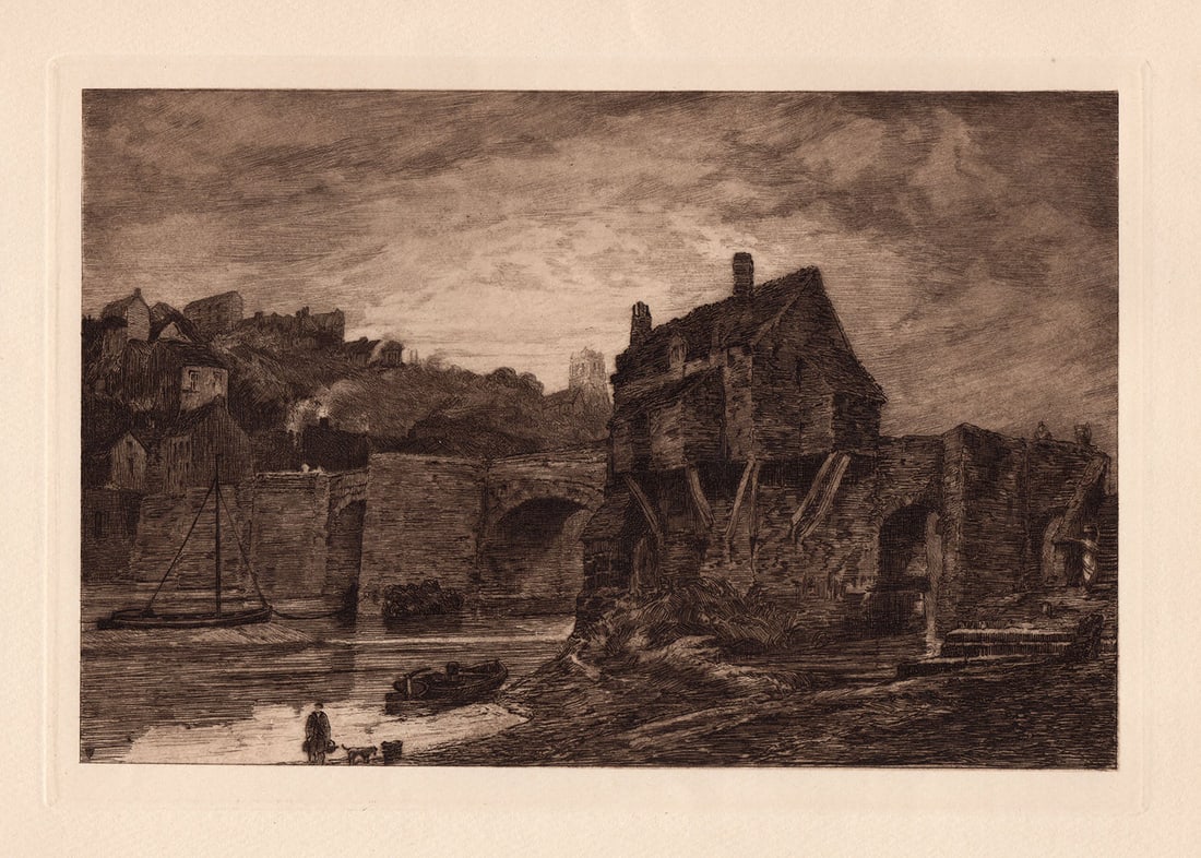Thomas Girtin Bridgnorth 1888 etching (1 of 3)