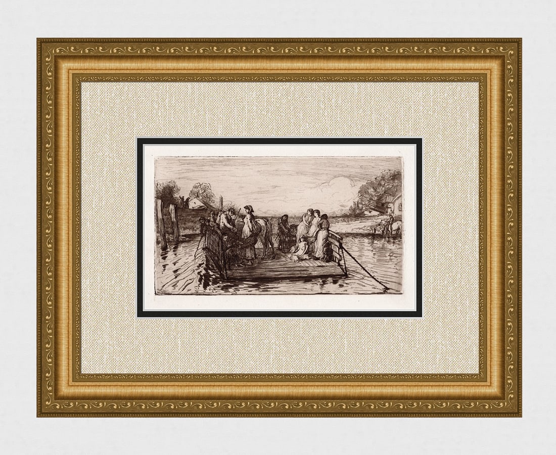 Original Robert Walker MACBETH 1800s Etching The Ferry Signed Framed (1 of 4)