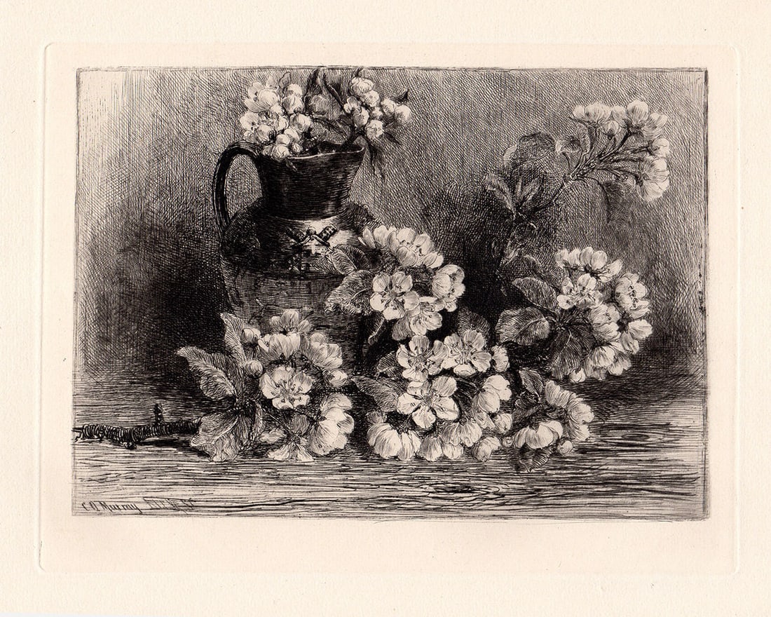 Charles Oliver Murray Apple Blossoms 1883 etching (1 of 2)